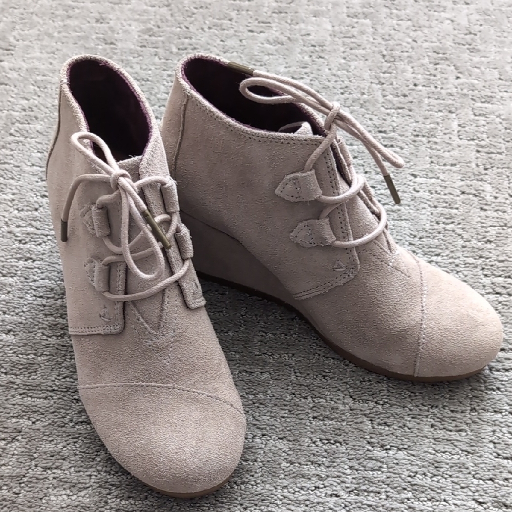 Toms Suede Wedge Ankle Boots